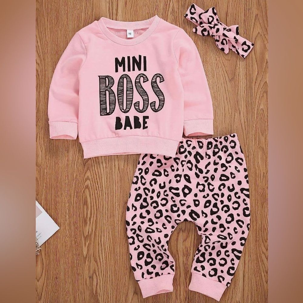 Mini Boss Babe Baby Toddler Girl 3 Piece Outfit New!